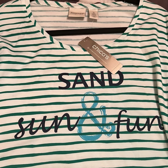 💚Zenergy Sand Sun & Fun 3/4 Sleeve top. Vivid Geen. Size 3 (16-18). NWT - Picture 12 of 13